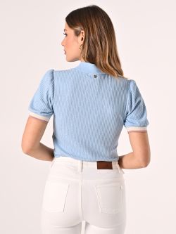 Polo en maille lurex bleu ciel det_3