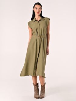 Vestido camisero de viscosa verde militar in_i7