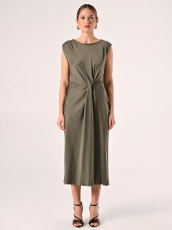 Robe à nœud vert militaire en viscose det_1