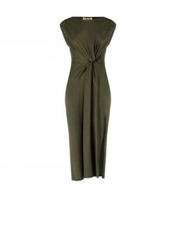 Robe à nœud vert militaire en viscose det_4