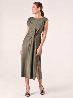 Robe à nœud vert militaire en viscose in_i7