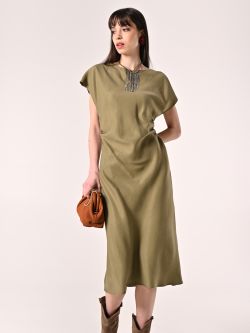 Vestido de viscosa verde militar sp_e1