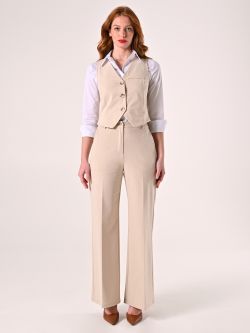 Gilet Beige in Tessuto Operato det_1