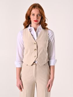 Gilet Beige in Tessuto Operato det_2