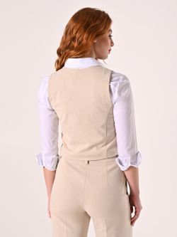 Gilet Beige in Tessuto Operato det_3