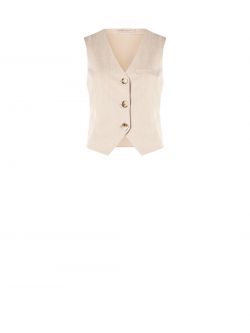 Gilet Beige in Tessuto Operato det_4
