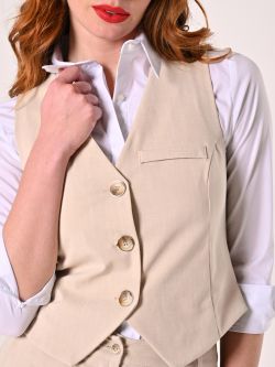 Gilet Beige in Tessuto Operato in_i5