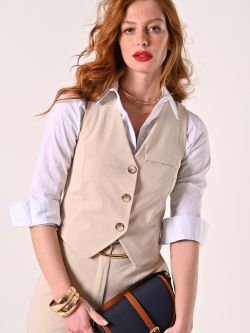 Gilet Beige in Tessuto Operato sp_e1