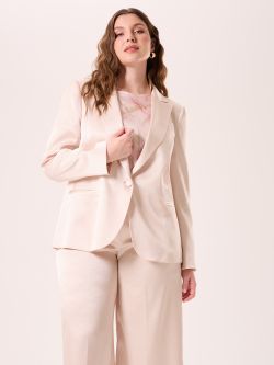 Curvy-Jacke aus strukturiertem Satin in Beige in_i7