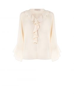 Boho-Bluse mit Volant in Beige det_4