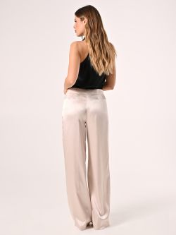 Pantaloni in Raso Strutturato Beige det_3