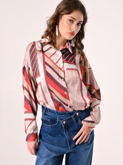Bluse mit geometrischem Muster in Rostrot in_i7