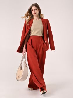 Pantalon à pinces couleur terracotta sp_e1