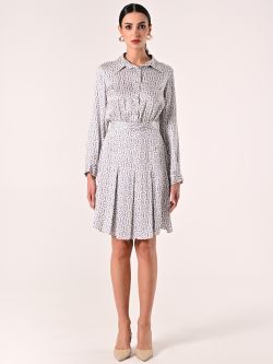 Bedrucktes Kleid in Weiß & Hellblau det_1