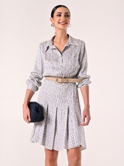 Bedrucktes Kleid in Weiß & Hellblau sp_e1