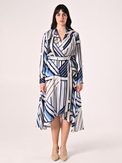 Blue Striped Curvy Dress det_1
