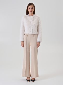 Giacca corta bianca in faux fur det_1