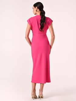 Robe midi fuchsia en satin det_3