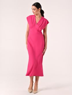 Robe midi fuchsia en satin in_i7