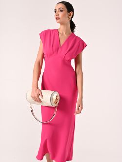 Robe midi fuchsia en satin sp_e1