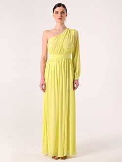 Abito Lungo Monospalla Giallo Lime  det_1