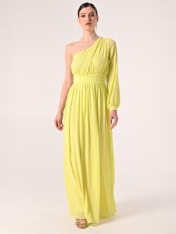Abito Lungo Monospalla Giallo Lime  in_i7