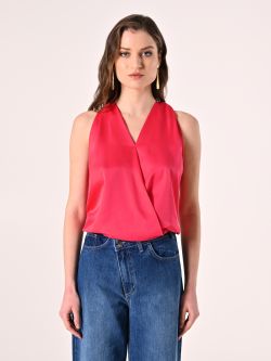 Top Fuxia in Raso con scollo all'Americana det_2