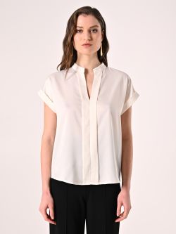 Bluse mit Stehkragen in Weiß det_2