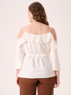 Curvy White Blouse with Thin Belt in_i4