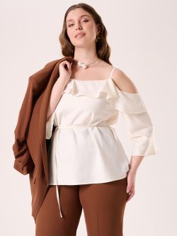 Curvy White Blouse with Thin Belt sp_e1