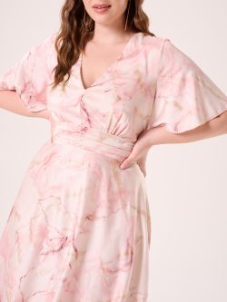 Abito Lungo Curvy stampa Marble Glitter Rosa in_i5