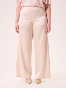 Curvy Beige Trousers in Structured Satin det_3