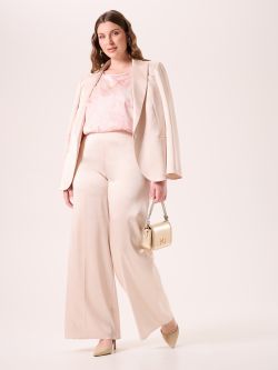 Curvy Beige Trousers in Structured Satin sp_e1