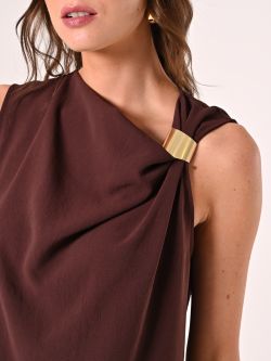 Top marron couleur chocolat effet gaufré in_i5