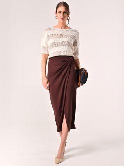 Textured Chocolate Skirt with Knot sp_e1