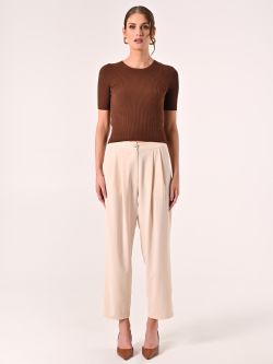 Textured Beige Trousers det_1