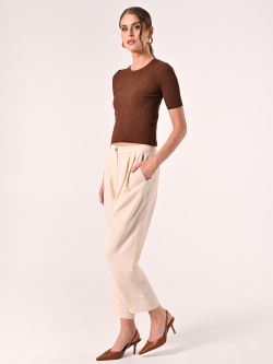 Textured Beige Trousers in_i7