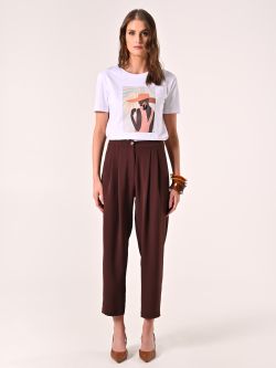 Textured Chocolate Trousers det_1