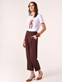 Textured Chocolate Trousers in_i7