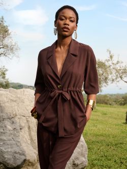 Veste marron couleur chocolat effet gaufrée sp_e1