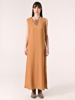 Vestido de viscosa camel det_1
