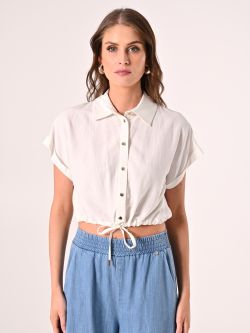 Camicia Bianca Boxy in Misto Viscosa  det_2