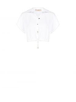 Camicia Bianca Boxy in Misto Viscosa  det_4