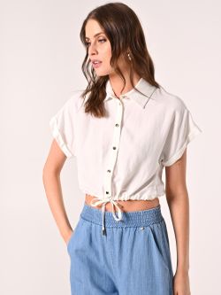 Camicia Bianca Boxy in Misto Viscosa  in_i7