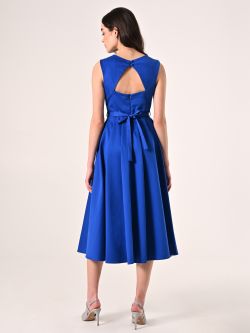 Abito Midi in Misto Cotone Blu Cina det_3