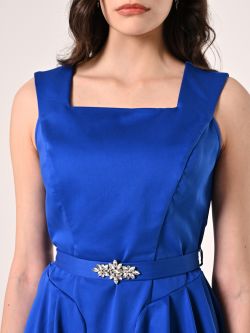 Abito Midi in Misto Cotone Blu Cina in_i5