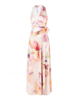 Robe longue à imprimé abstrait multicolore det_4