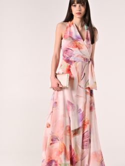 Robe longue à imprimé abstrait multicolore sp_e1