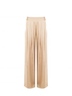 Pantalon ample beige foncé en envers satin det_4