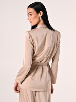 Dark Beige Wrap Jacket with Belt det_3